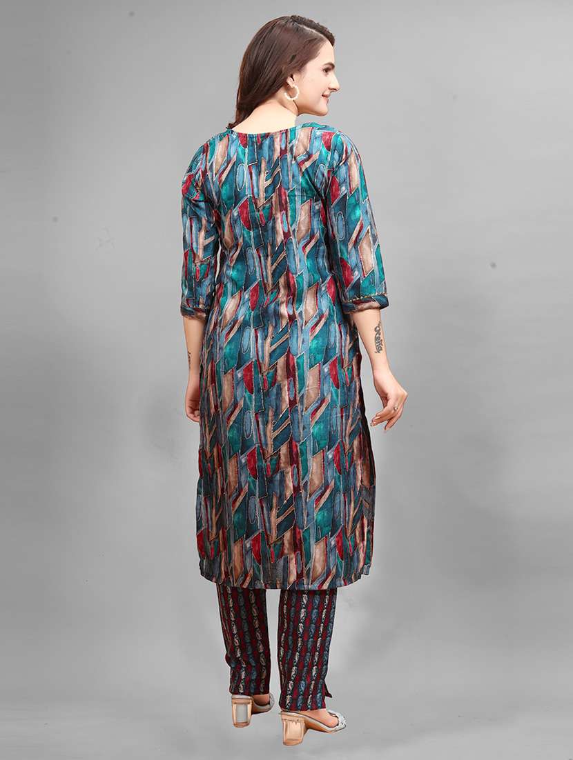 women round neck kurta pant set - 21186109 -  Standard Image - 2