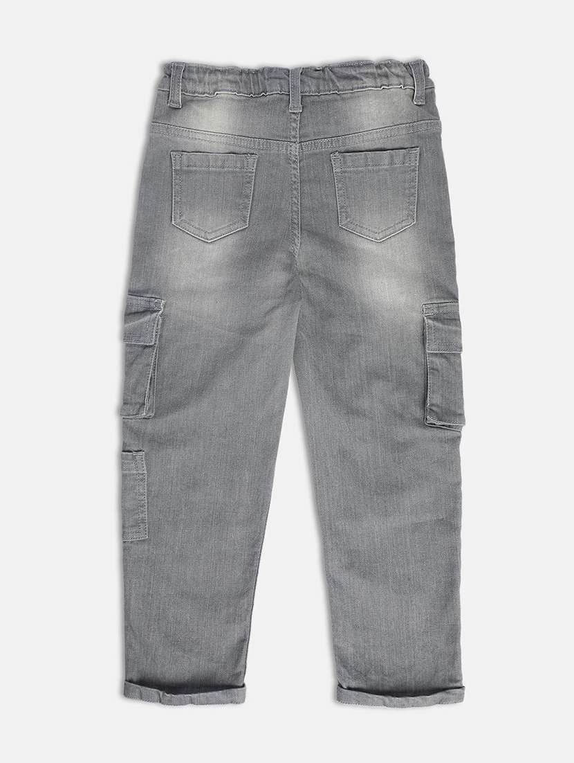 grey cotton blend plain jeans - 21186184 - Standard Image - 2