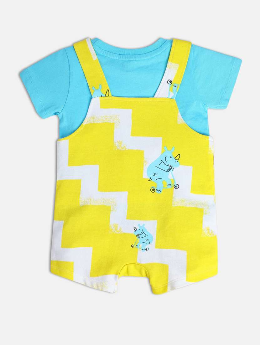 yellow cotton blend dungaree set - 21187796 -  Standard Image - 2