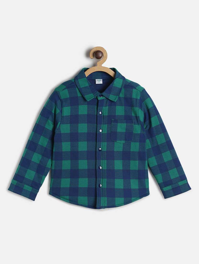 kids checkered cotton blend shirt