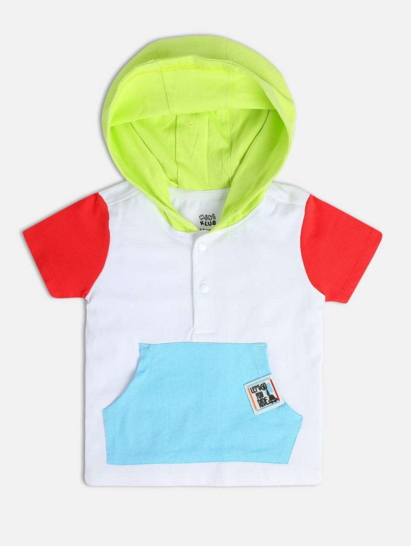 kids hood neck color block t-shirt - 21190015 -  Standard Image - 2