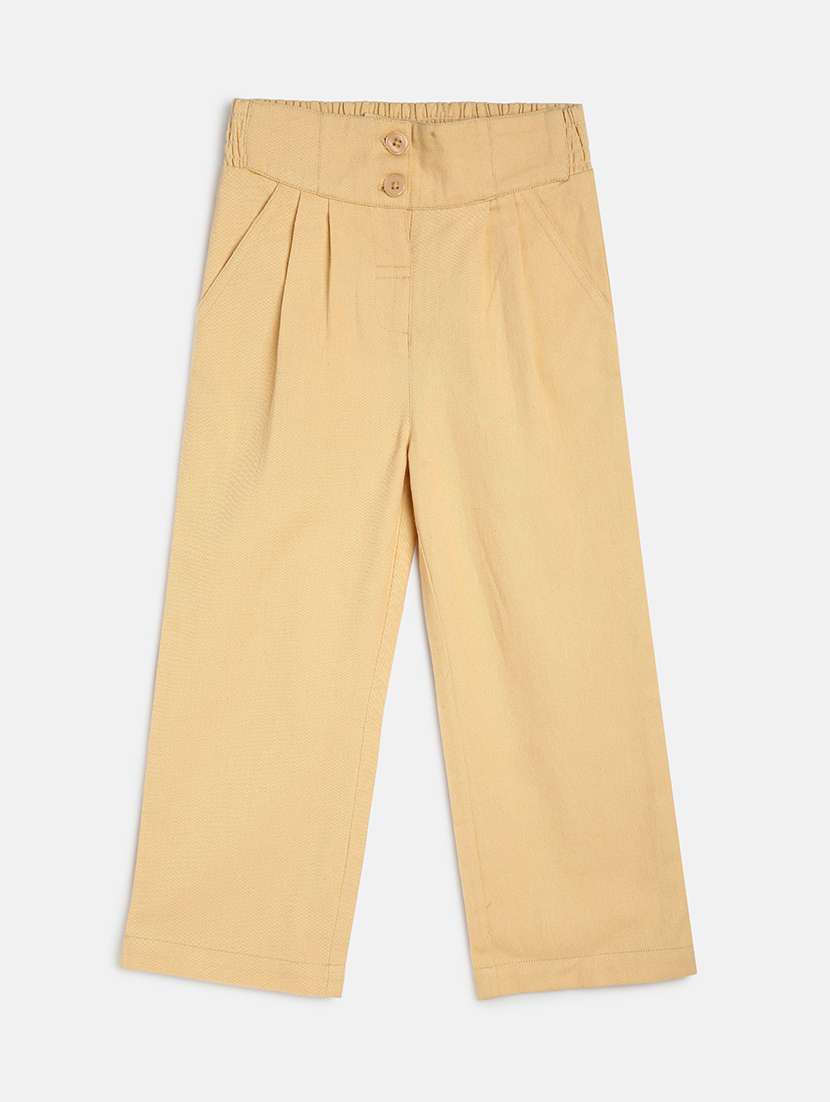 beige cotton casual trouser