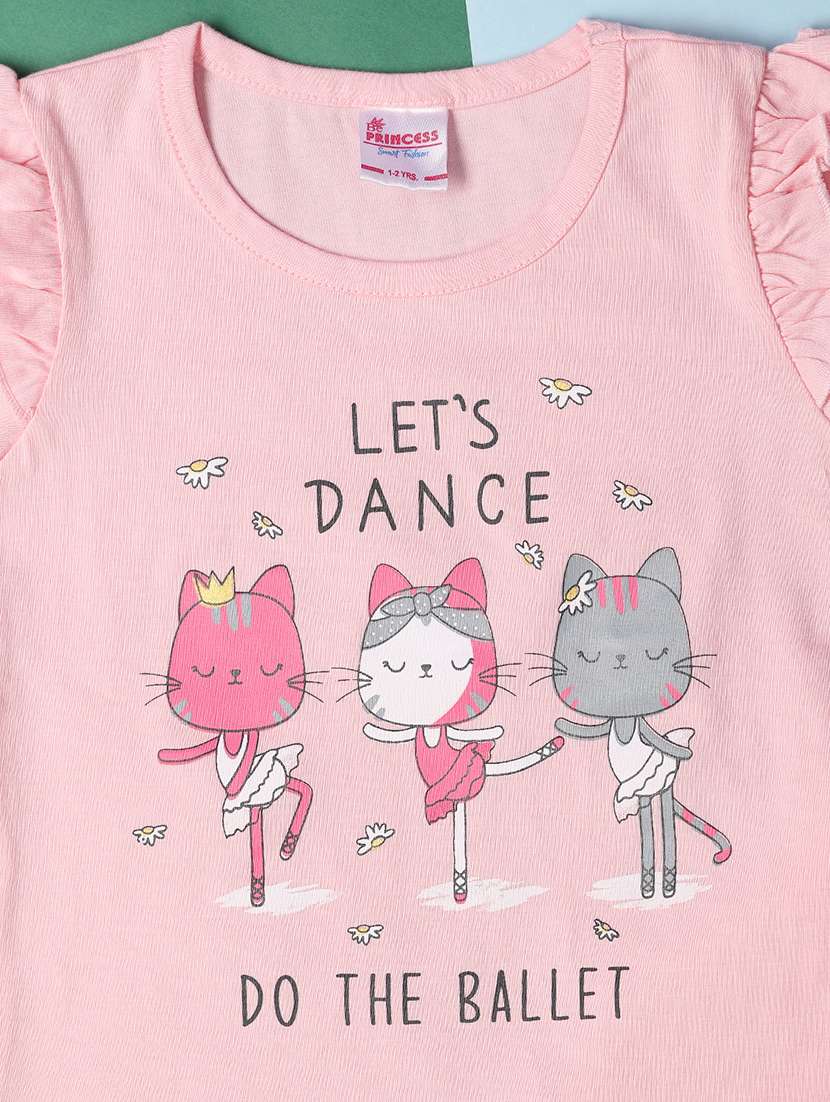 girls pink cotton top & shorts set - 21194911 -  Standard Image - 2