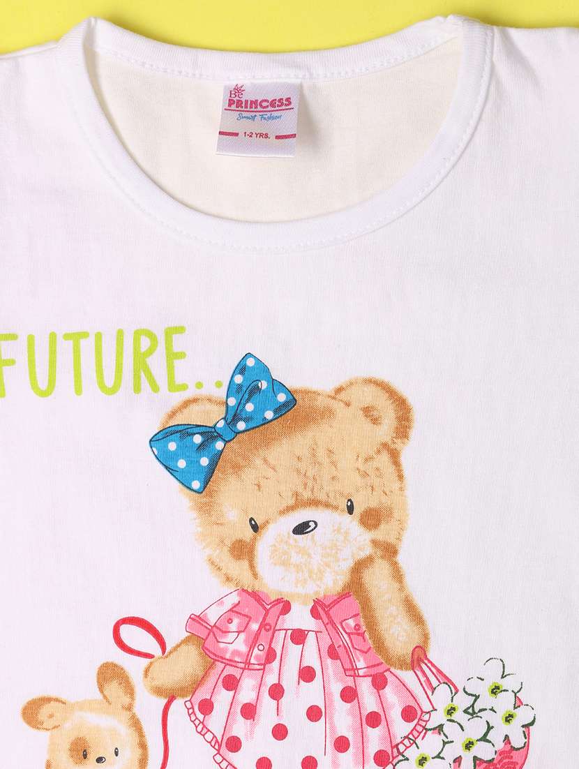 girls white cotton top & shorts set - 21194912 -  Standard Image - 2