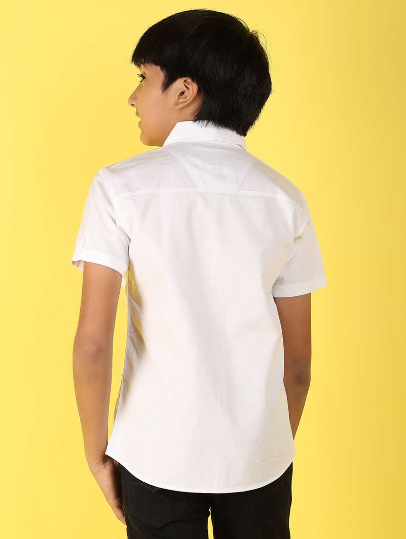 boys white solids cotton shirt - 21194940 -  Standard Image - 2