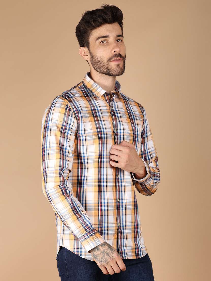 men checks long sleeve casual shirt - 21195092 -  Standard Image - 2