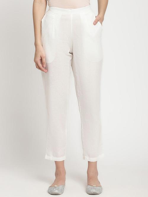 white cotton peg trouser - 21195361 - Standard Image - 0