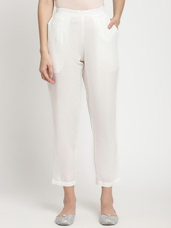 white cotton peg trouser - 21195361 - Zoom Image - 0