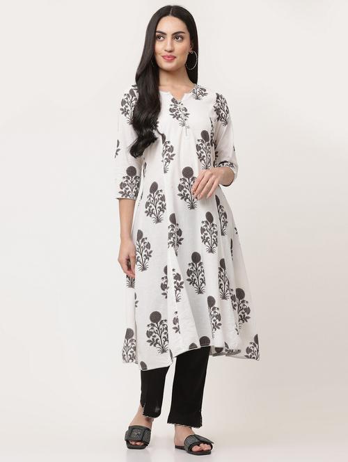 women three quarter sleeve a-line kurta - 21195544 - Standard Image - 0