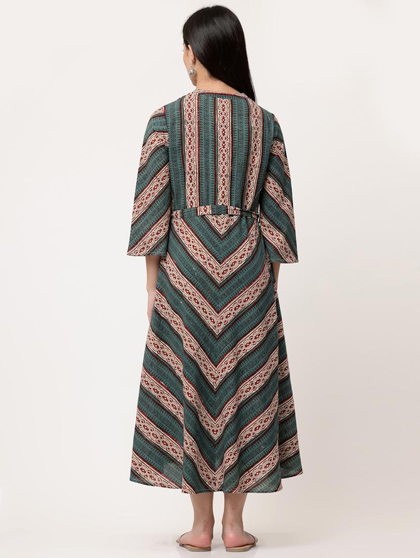 green cotton a-line dress - 21195630 - Standard Image - 2
