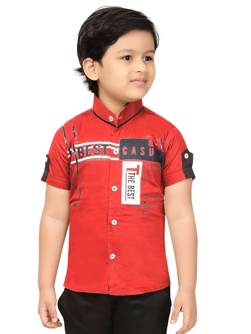 red printed cotton shirt