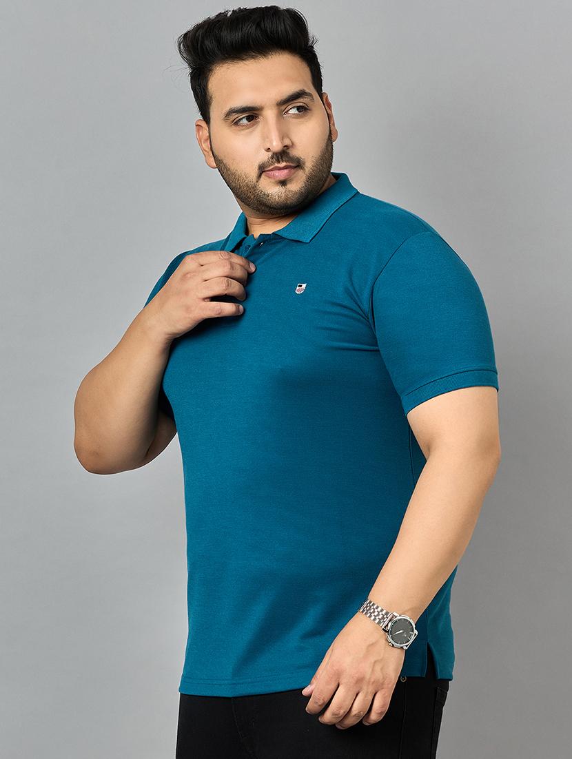men teal regular fit polo t-shirt
