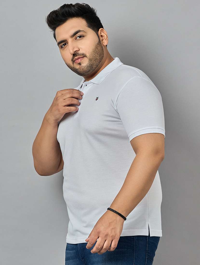 men solid cotton polo t-shirt