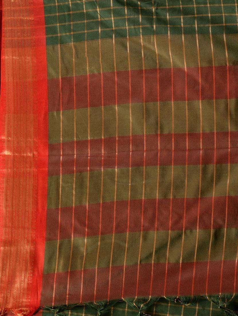 women checkered handloom saree with blouse - 21219810 -  Standard Image - 2