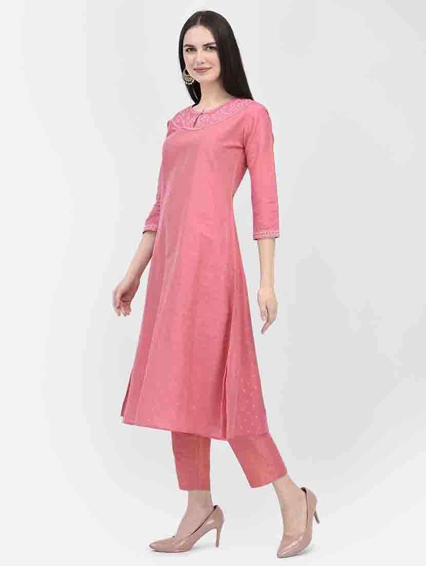 women printed three quarter sleeve a-line kurta - 21219833 -  Standard Image - 2