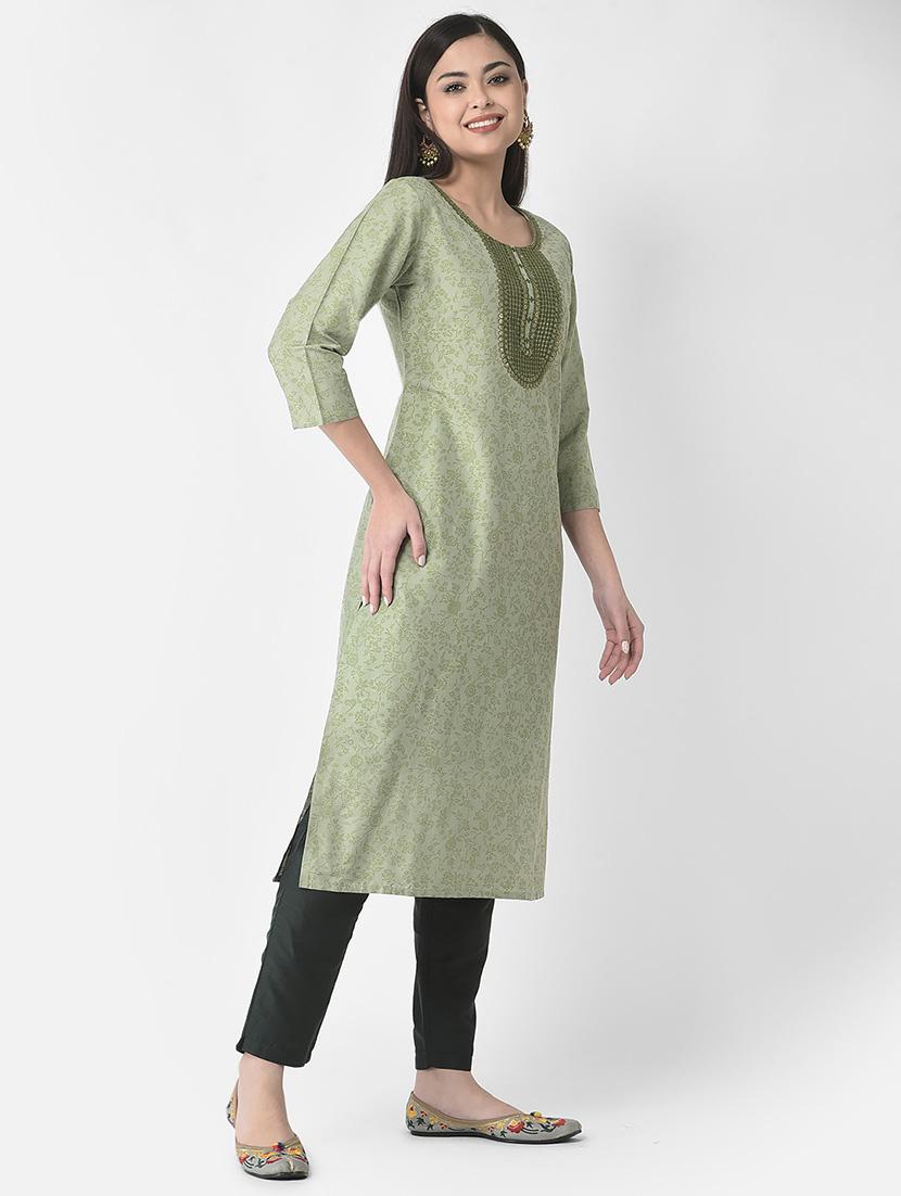 women three quarter sleeve straight kurta - 21219839 - Standard Image - 2