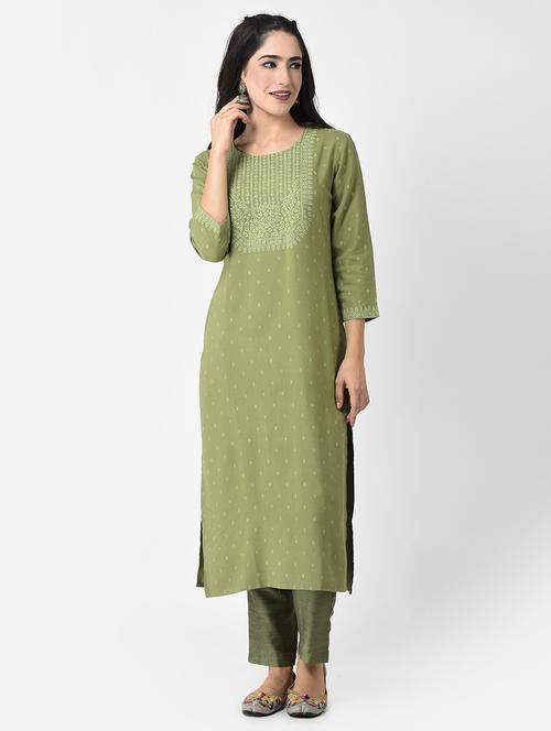 women three quarter sleeve straight kurta - 21219850 - Standard Image - 0