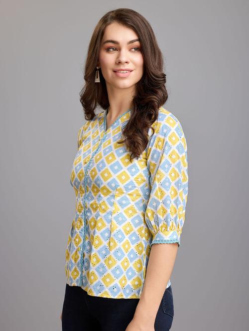 white cotton blend peplum top - 21219868 - Standard Image - 0