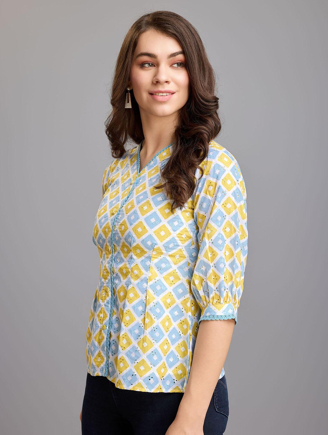 white cotton blend peplum top - 21219868 - Zoom Image - 0
