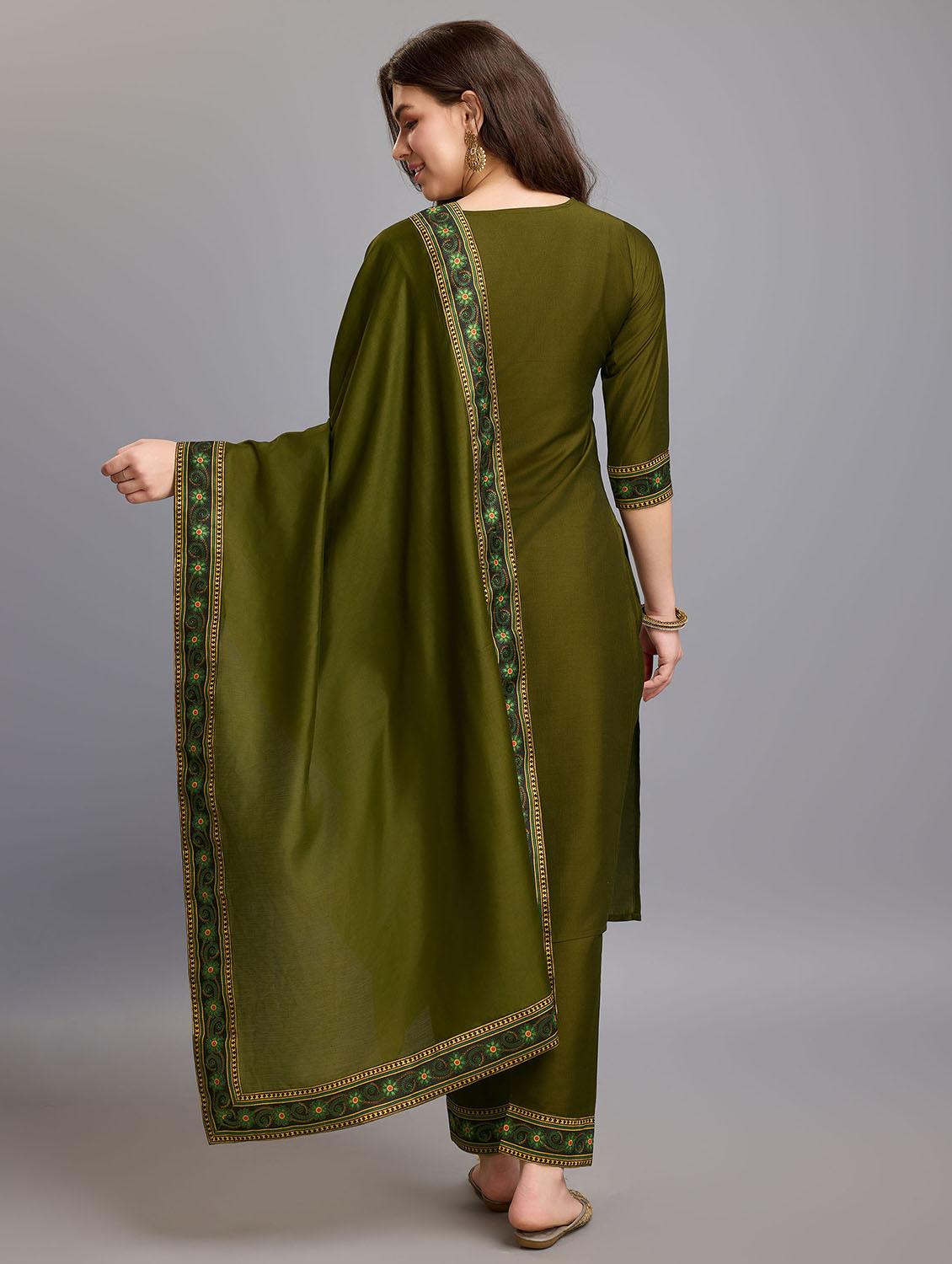 women placement print kurta pant set with dupatta - 21219879 - Standard Image - 2