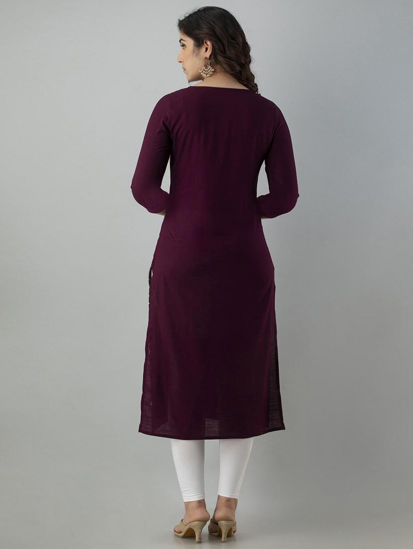 red rayon straight kurta - 21219885 - Standard Image - 2