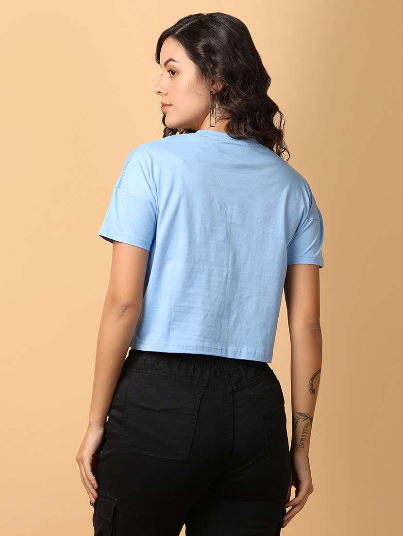 women blue cotton regular t-shirt - 21220966 -  Standard Image - 2