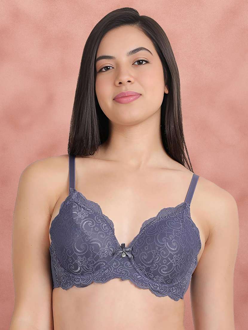 purple nylon plunge bra