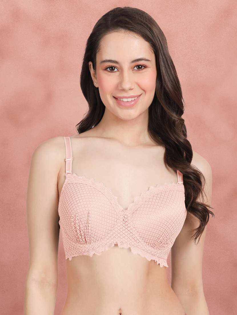 pink lace balconette bra