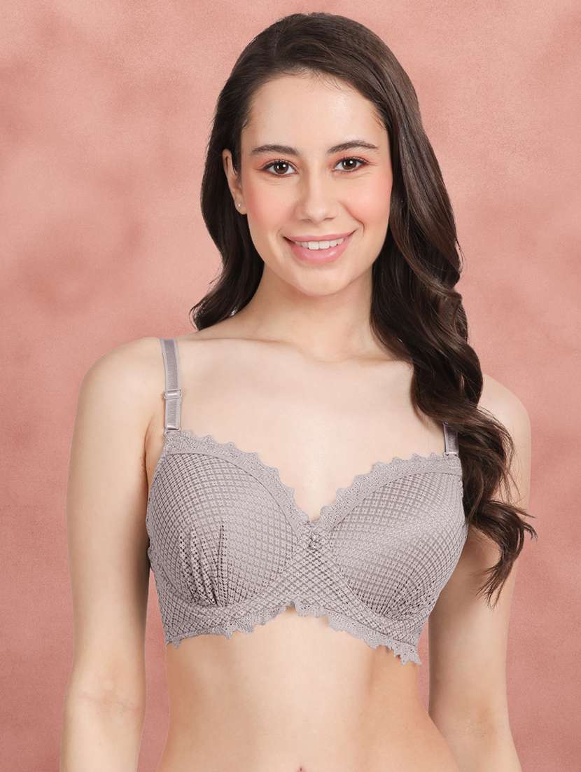 grey lace balconette bra