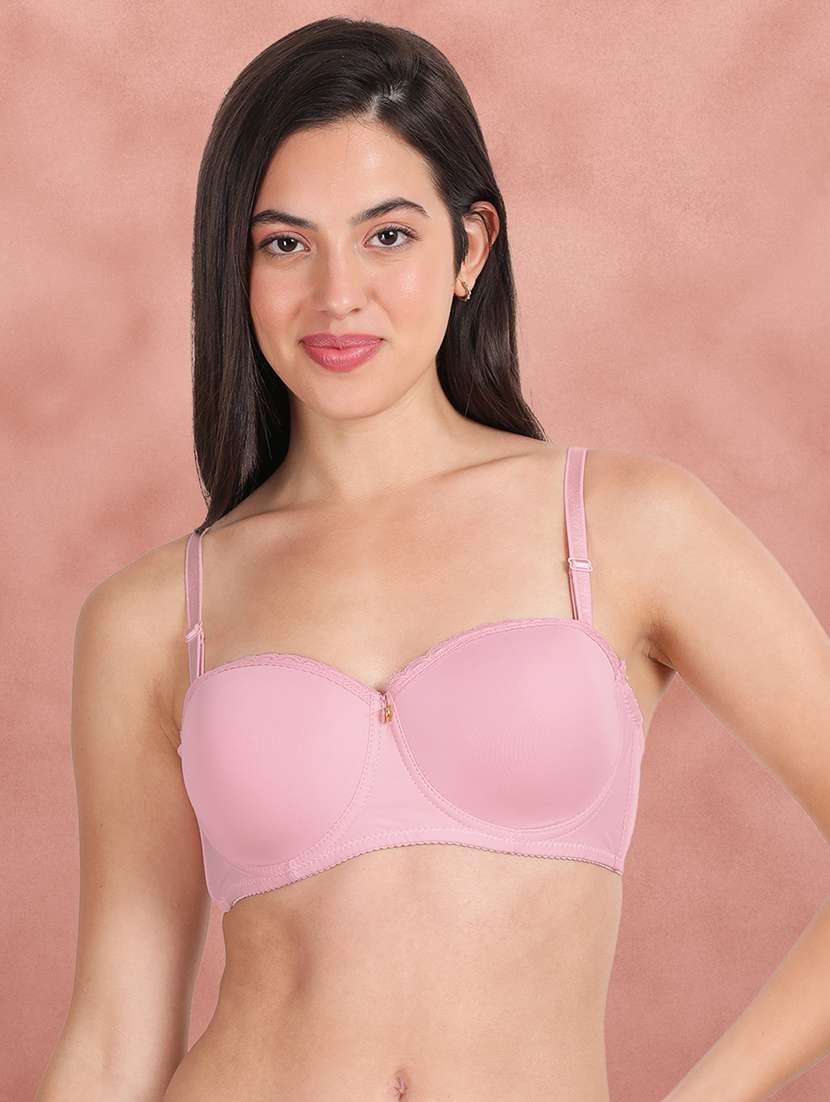 pink nylon balconette bra