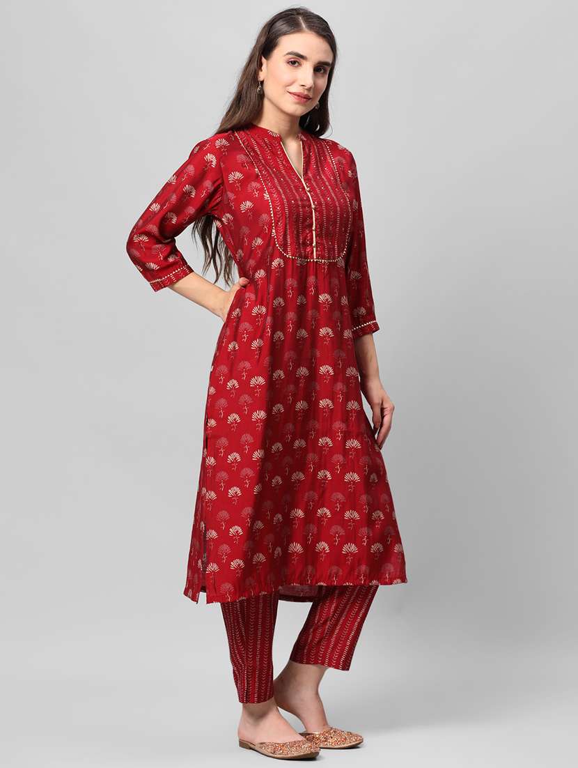 women three quarter sleeve kurta pant with dupatta set - 21221446 -  Standard Image - 2