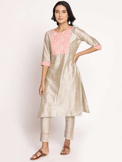 women solid beige kurta - 21221460 - Standard Image - 0