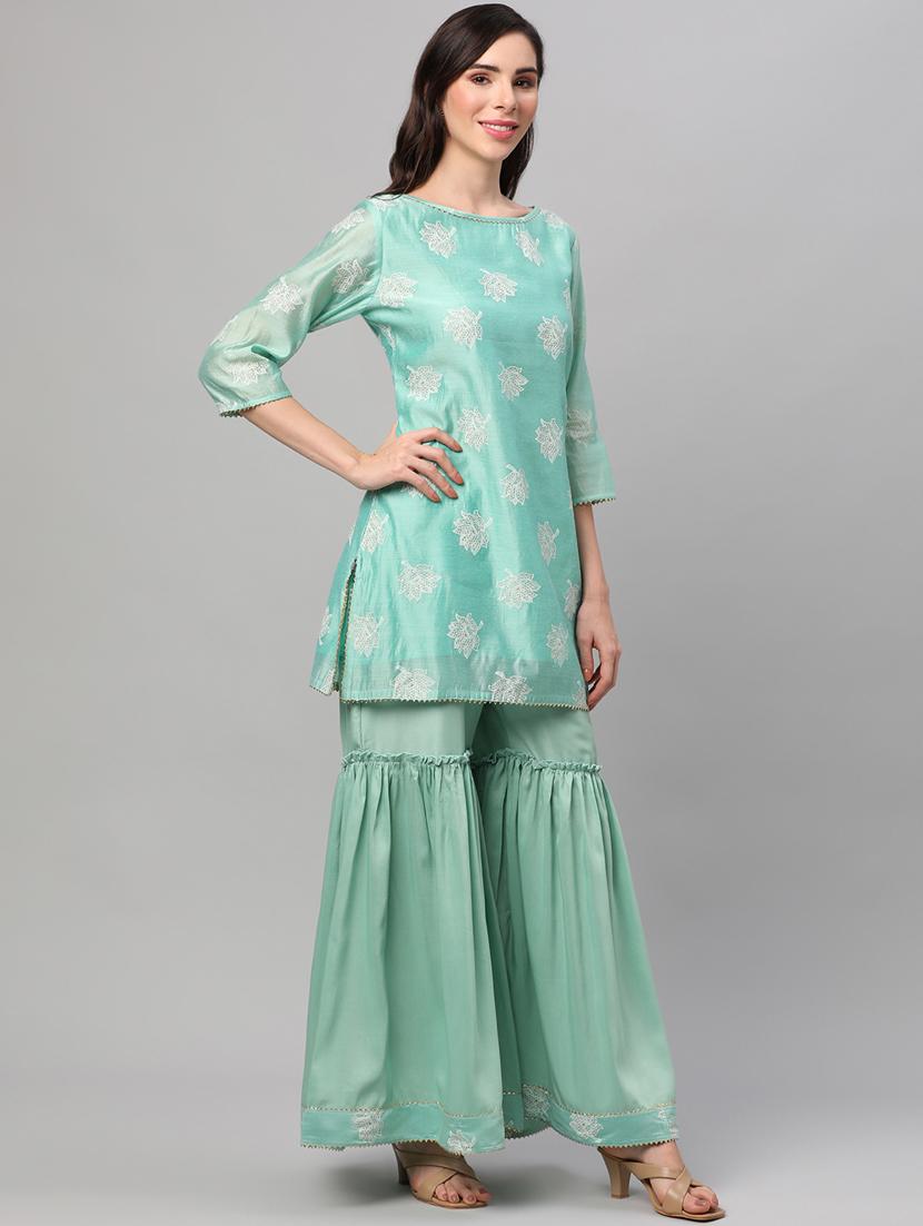women floral kurta sharara set with dupatta - 21221485 - Standard Image - 2