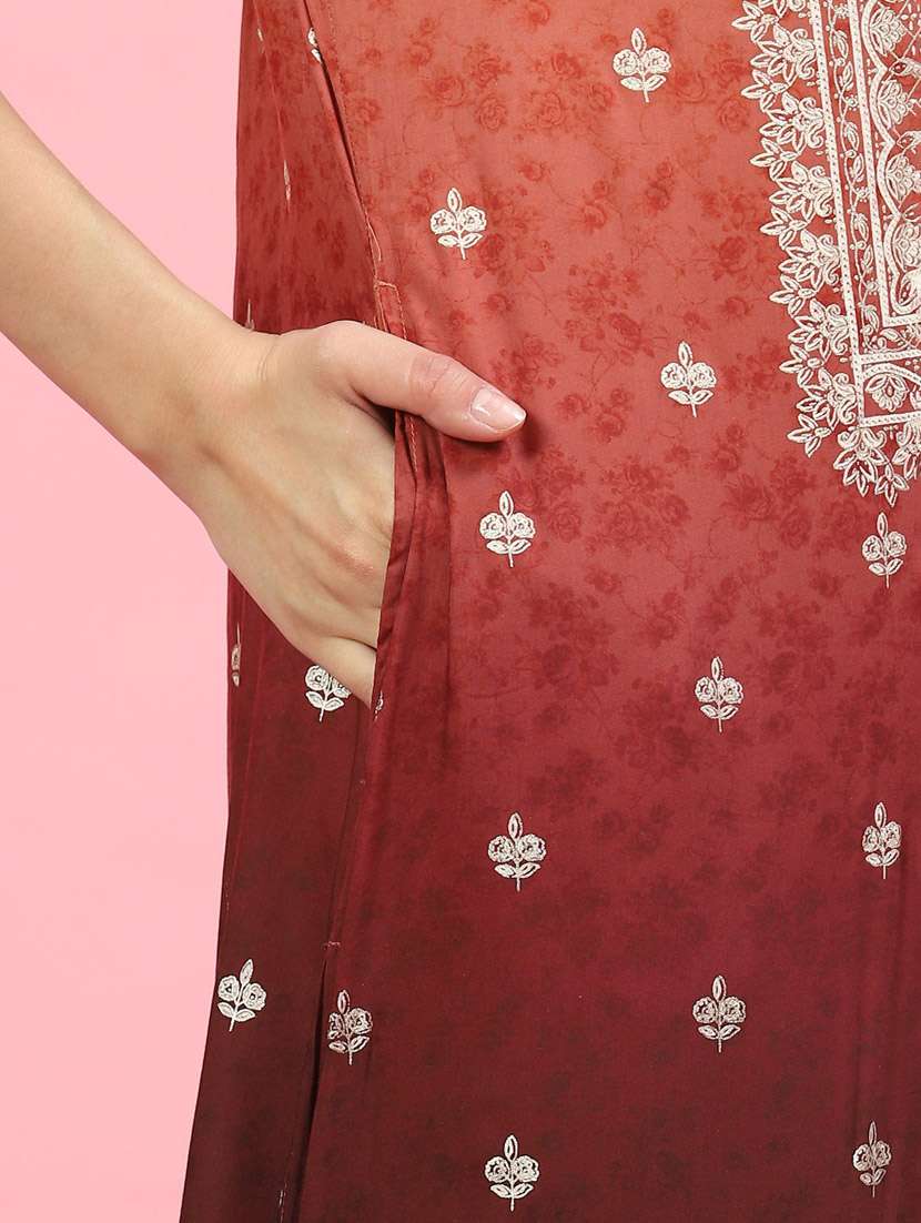 women floral round neck kurta sharara set with dupatta - 21221499 -  Standard Image - 7