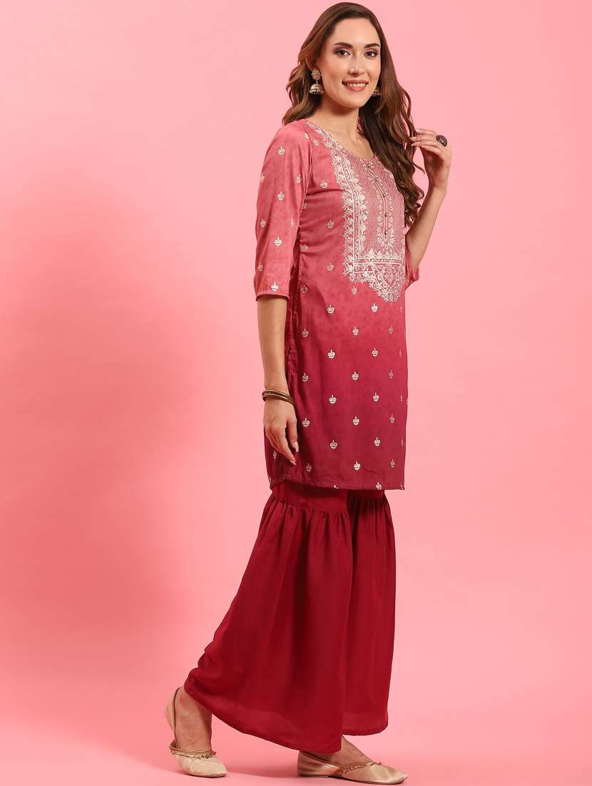 pink kurta sharara set - 21221500 - Standard Image - 2