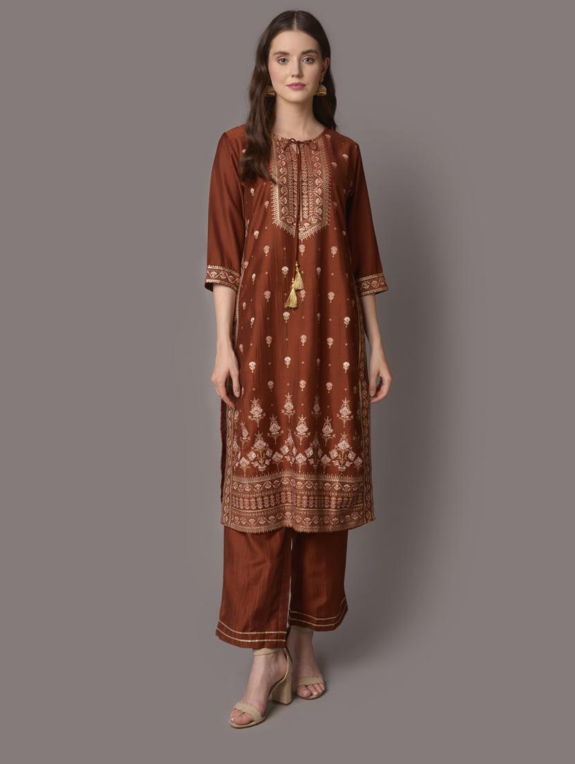 brown kurta pant set - 21221518 - Zoom Image - 0