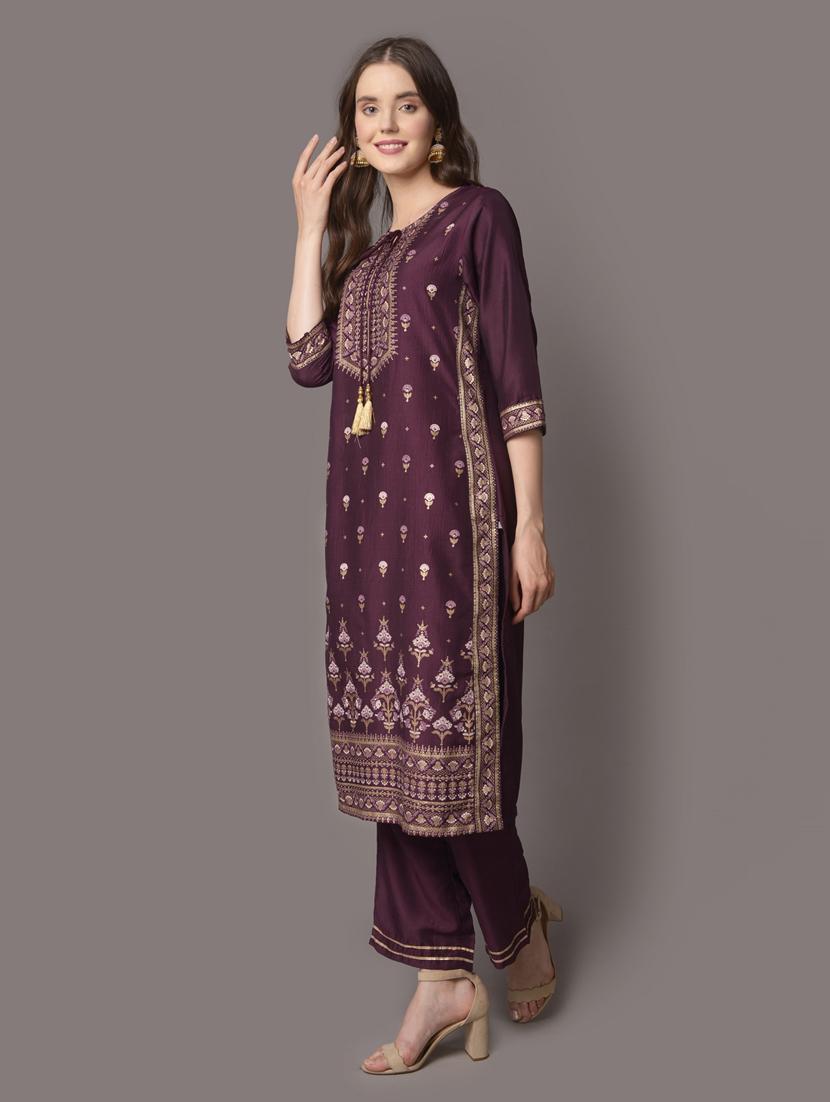 purple kurta pant set - 21221519 - Standard Image - 2