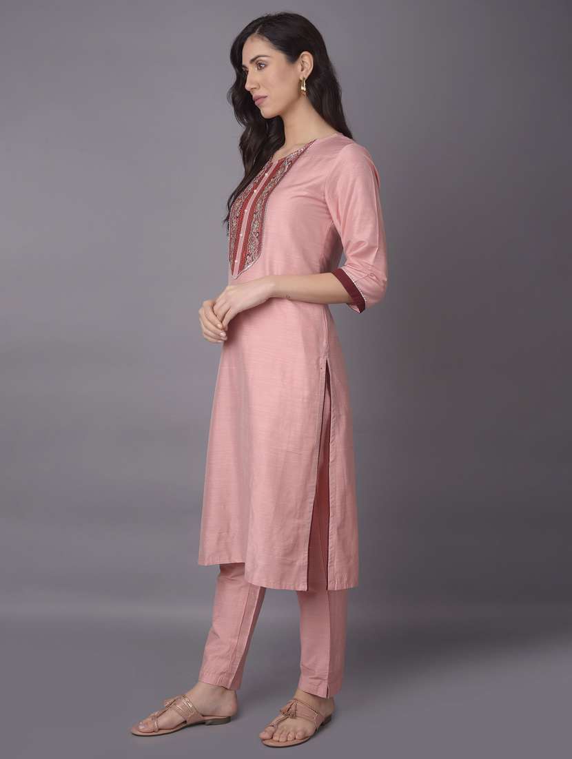 women three quarter sleeve kurta pant with dupatta set - 21221531 -  Standard Image - 2