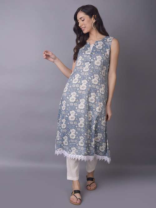 women blue printed kurta - 21221565 - Standard Image - 0