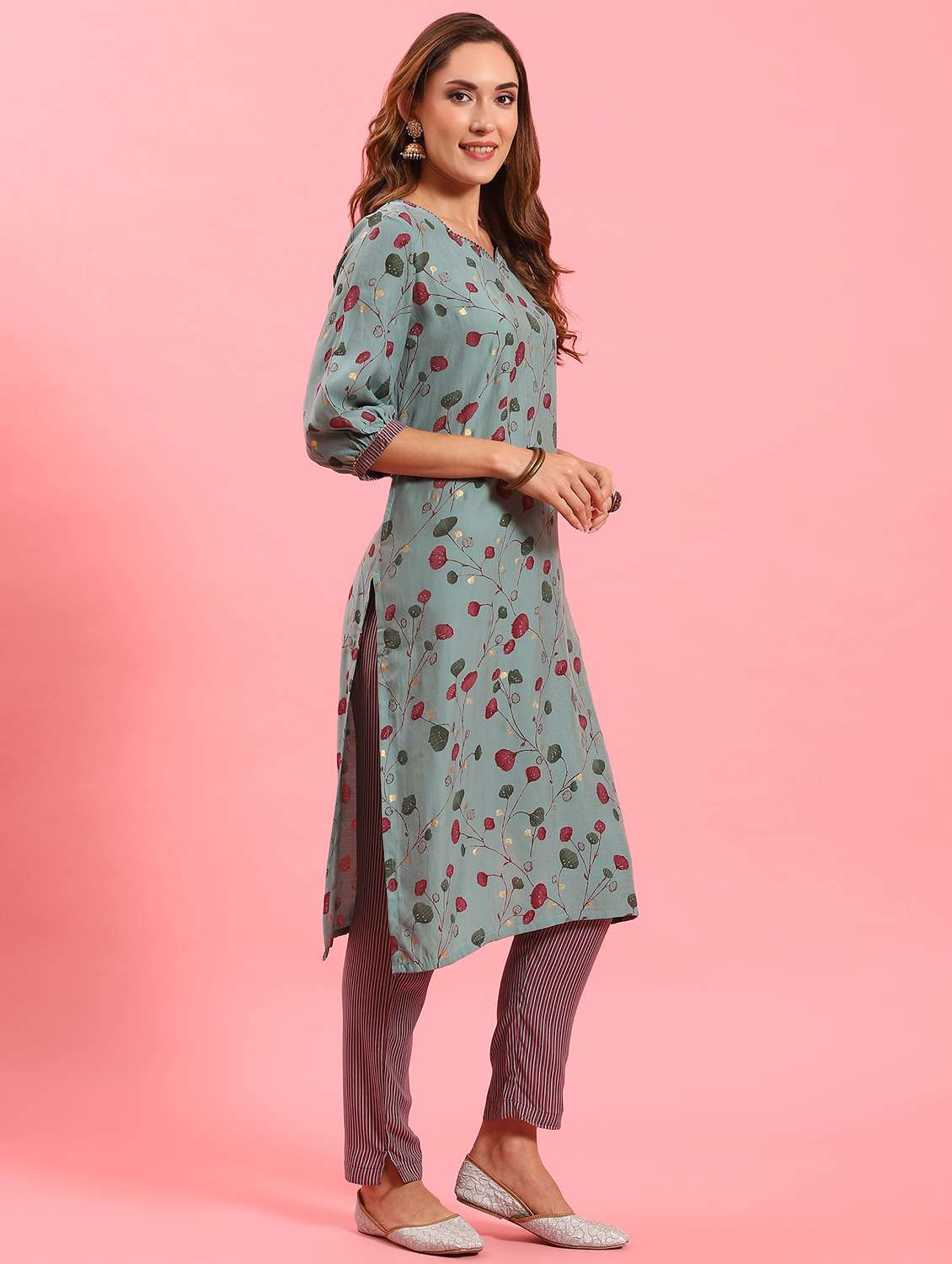 blue muslin kurta dupatta set - 21221568 - Standard Image - 2