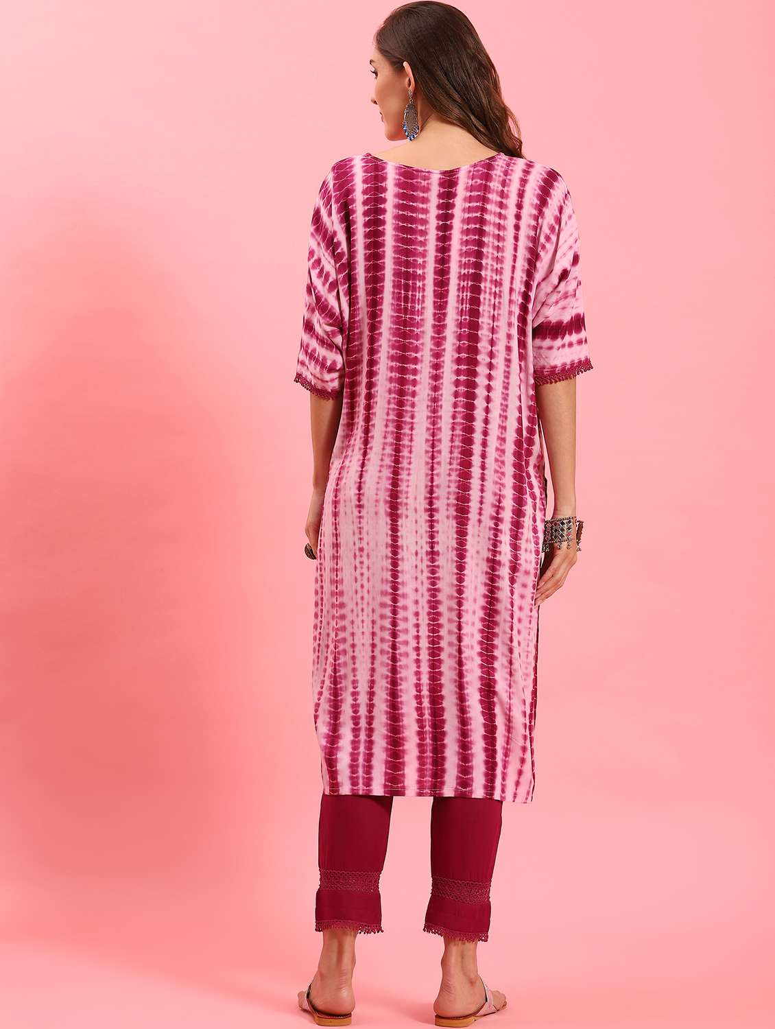 women tie & dye round neck kurta pant set - 21221579 -  Standard Image - 2