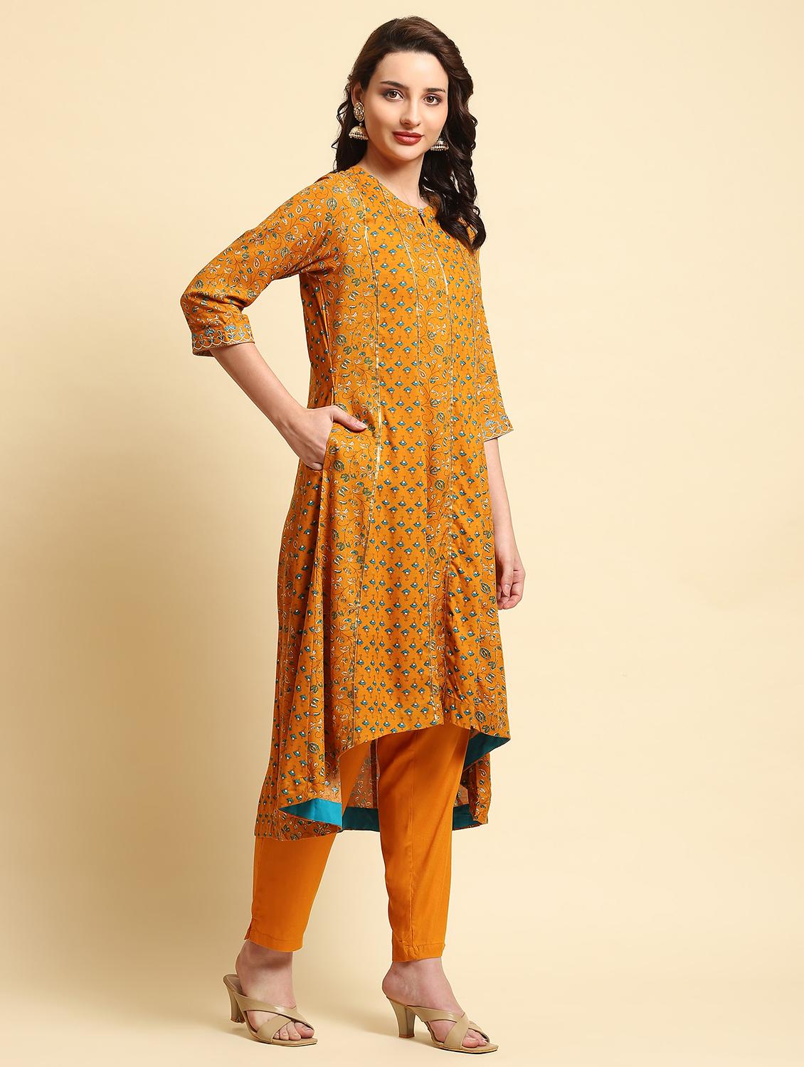 women three quarter sleeve kurta pant with dupatta set - 21221580 - Standard Image - 2