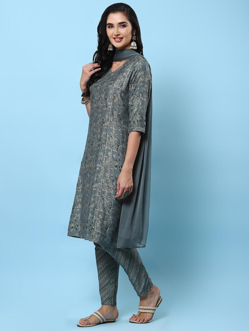 multi colored muslin kurta dupatta  set - 21221623 -  Standard Image - 2