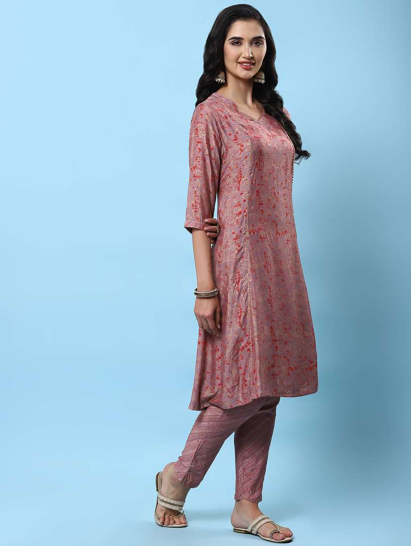 pink muslin kurta dupatta set - 21221624 - Standard Image - 2