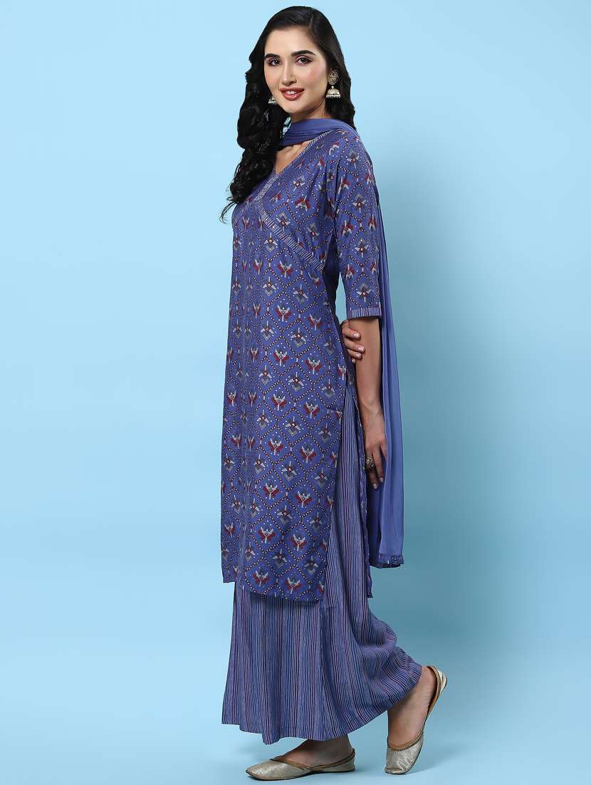 women printed kurta palazzo set with dupatta - 21221629 -  Standard Image - 2