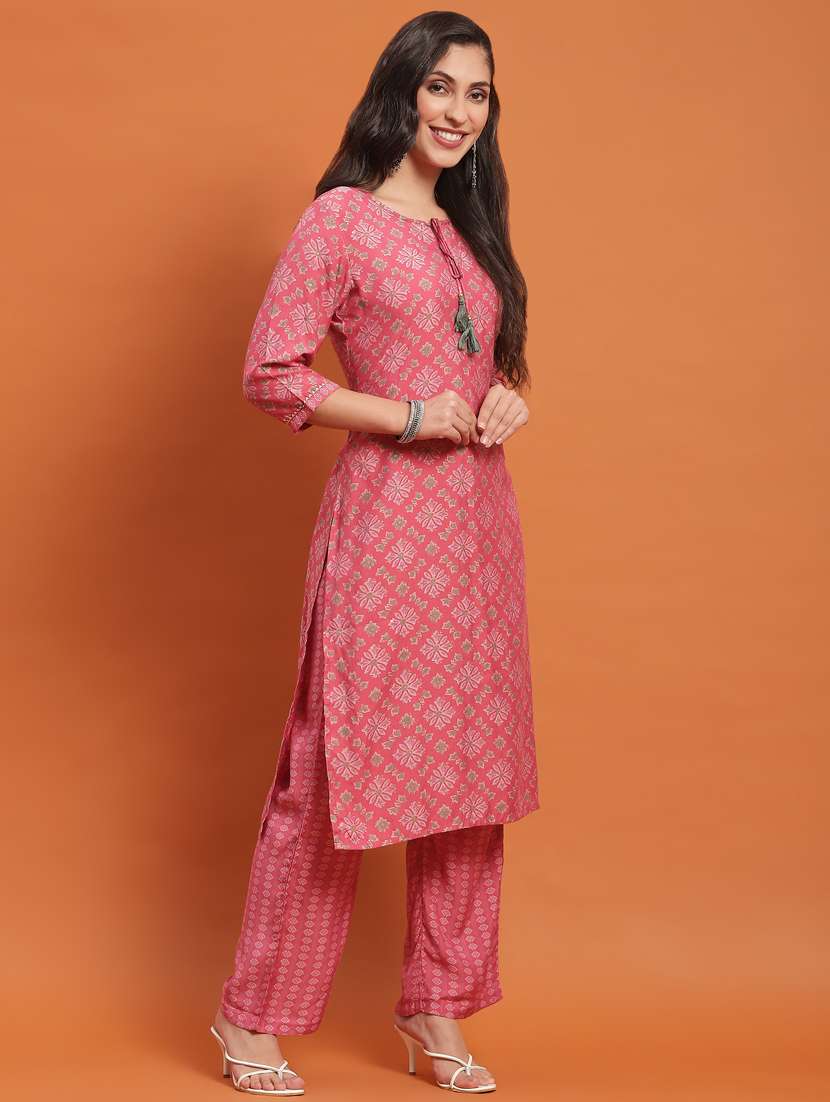 pink muslin kurta dupatta set - 21221631 - Standard Image - 2