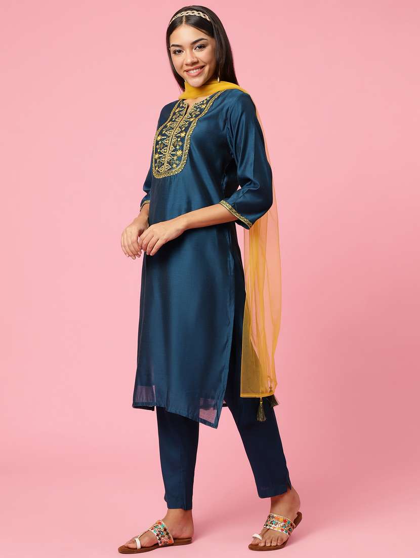 women embroidered kurta pant set with dupatta - 21221635 - Standard Image - 2