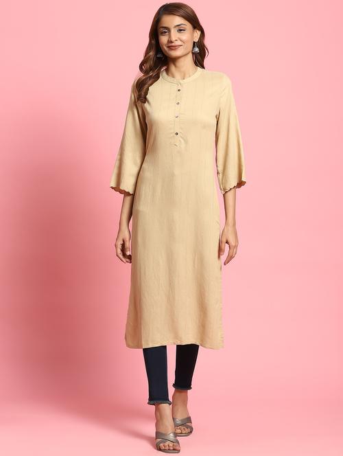 women three quarter sleeve straight kurta - 21221698 -  Standard Image - 0