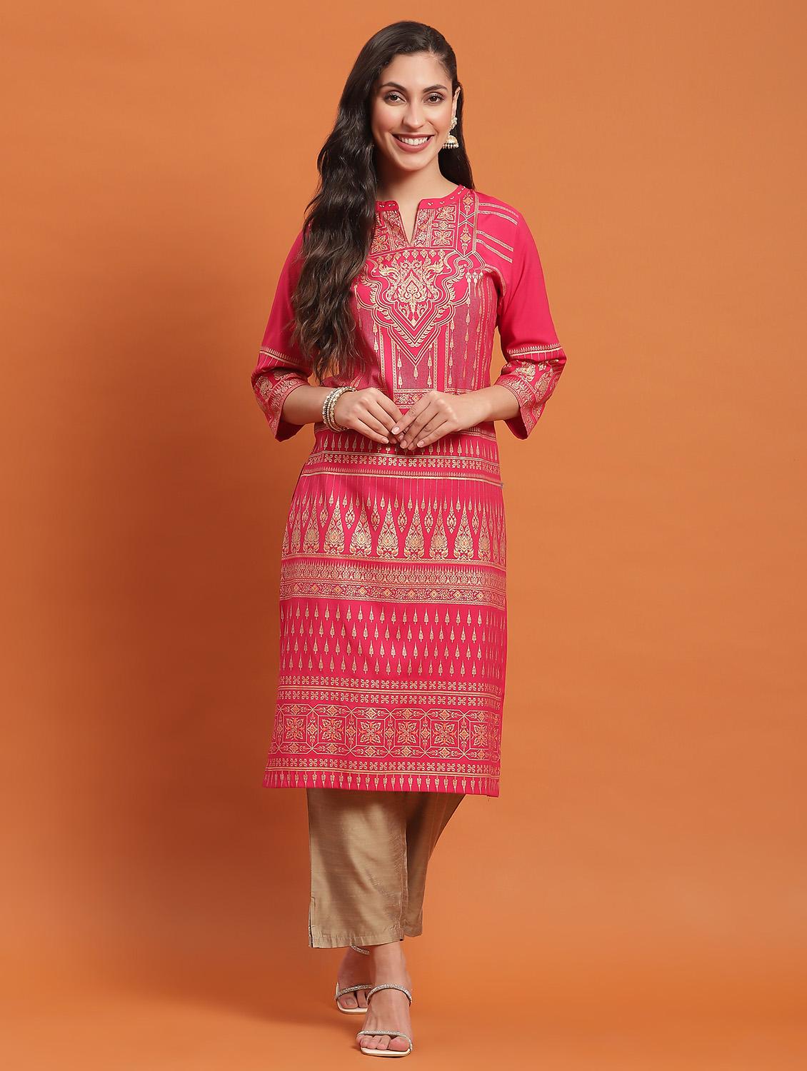 women pink self design kurta - 21221706 - Zoom Image - 0