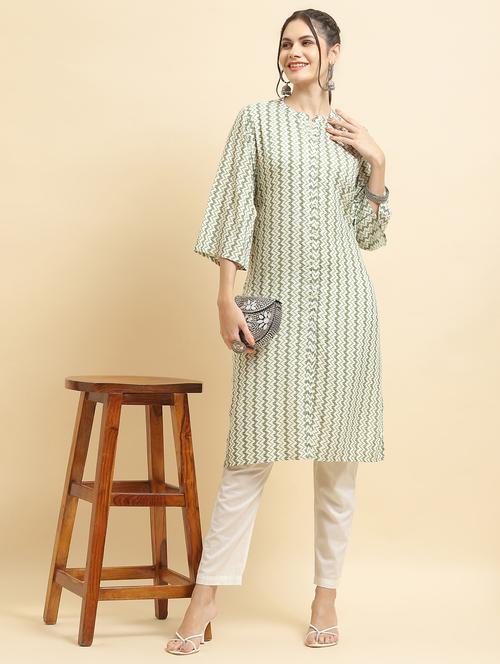 women three quarter sleeve straight kurta - 21221780 - Standard Image - 0